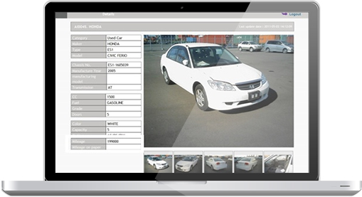 中古自動車販売管理システム 画面イメージ